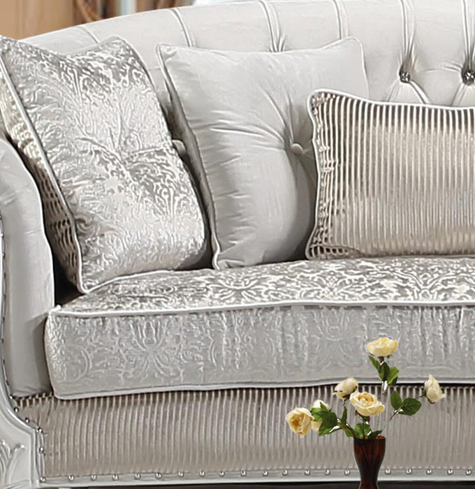 Juliana Traditional Style Loveseat in Pearl White finish Wood