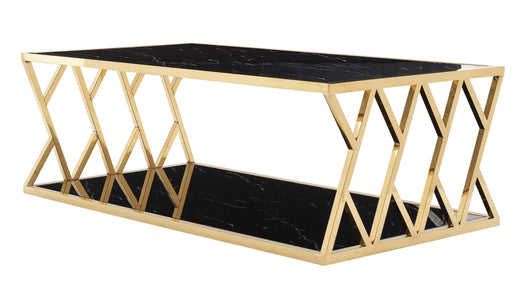 Leah Modern Style Marble Coffee Table with Metal Base image