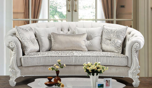 Juliana Traditional Style Sofa in Pearl White finish Wood image