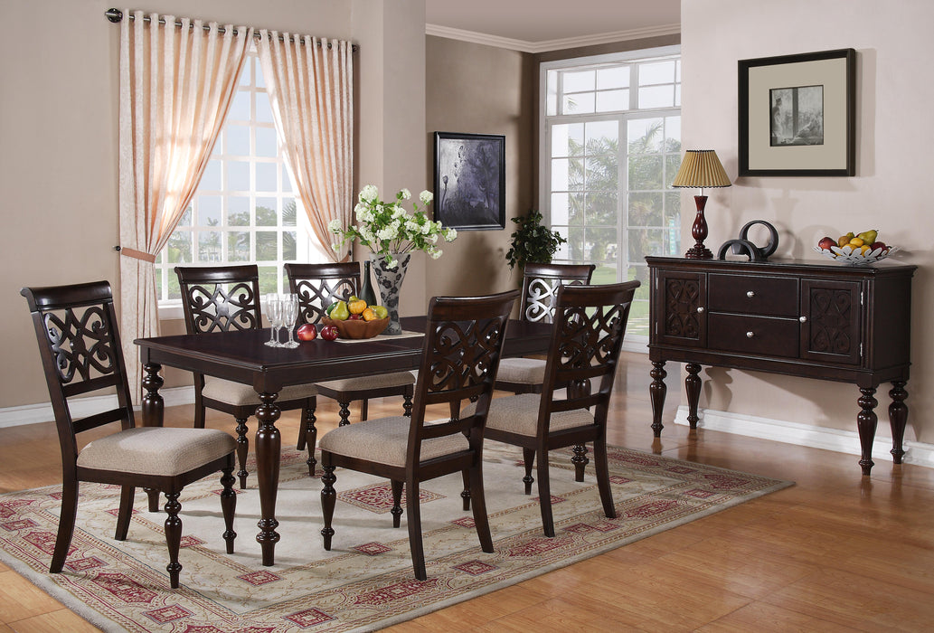 Zora Transitional Style Dining Table in Cherry finish Wood