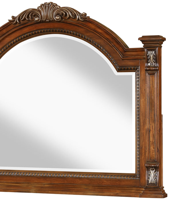 Viviana Traditional Style Mirror in Caramel finish Wood