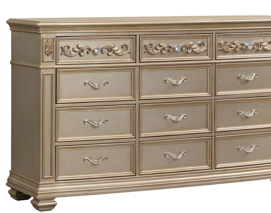 Valentina Traditional Style Dresser in Gold finish Wood