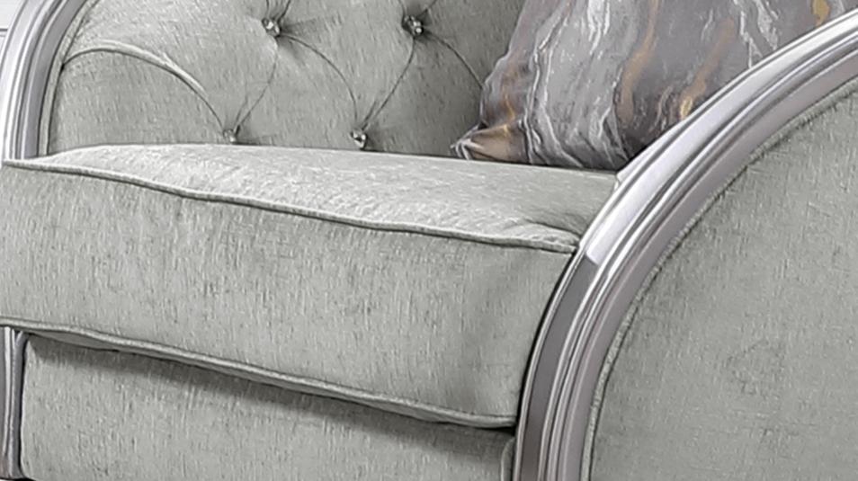Natalia Transitional Style Chair in Silver finish Wood