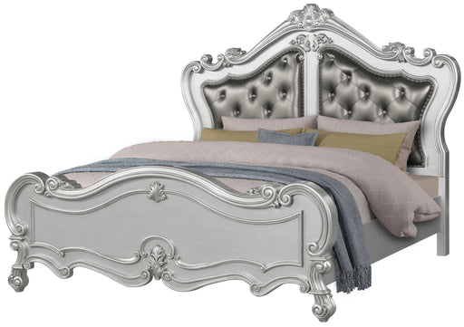 Adriana Transitional Style King Bed in Silver finish Wood image