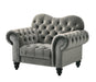 Gracie Transitional Style Gray Chair with Espresso Legs image