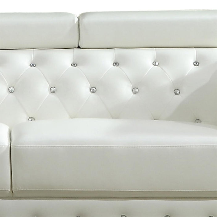 Charlise Modern Style White Sofa in Faux Leather