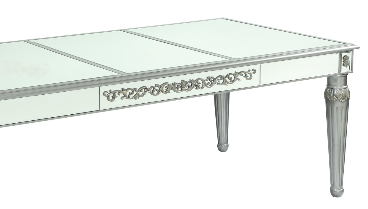 Queen Gold Modern Style Dining Table in Silver finish Wood