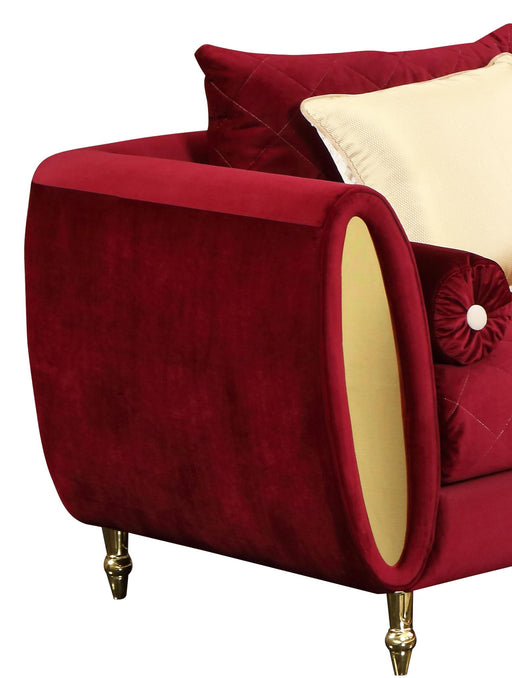 Ruby Modern Style Red Chair with Gold Finish image