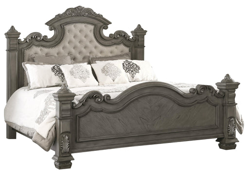Silvy Transitional Style King Bed in Gray finish Wood image