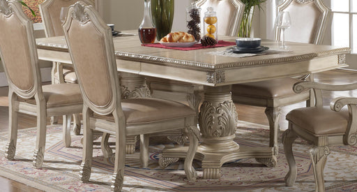 Veronica Antique White Traditional Style Dining Table in Champagne finish Wood image