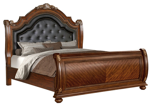 Viviana Traditional Style Queen Bed in Caramel finish Wood image