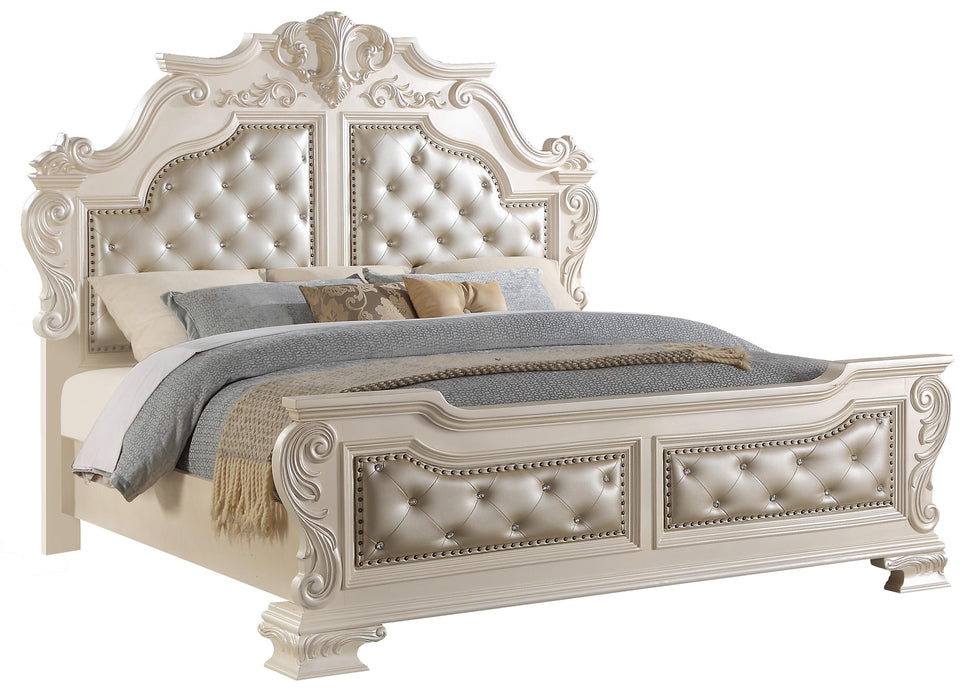 Victoria Traditional Style Queen Bed in Off-White finish Wood image
