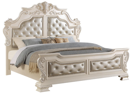 Victoria Traditional Style King Bed in Off-White finish Wood image