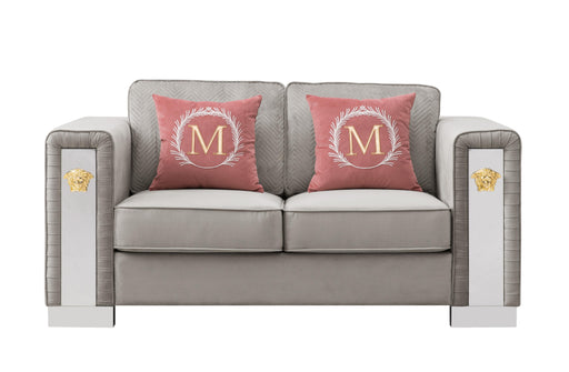 William Modern Style Gray Loveseat with Metal legs image