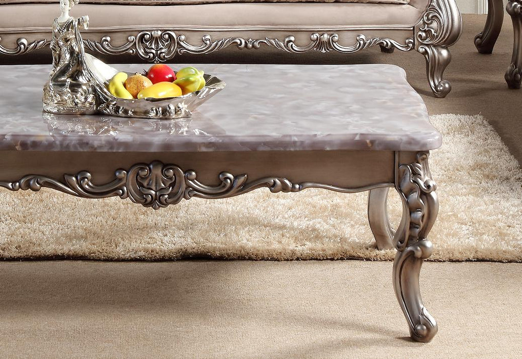 Cristina Traditional Style Coffee Table in Silver finish Wood