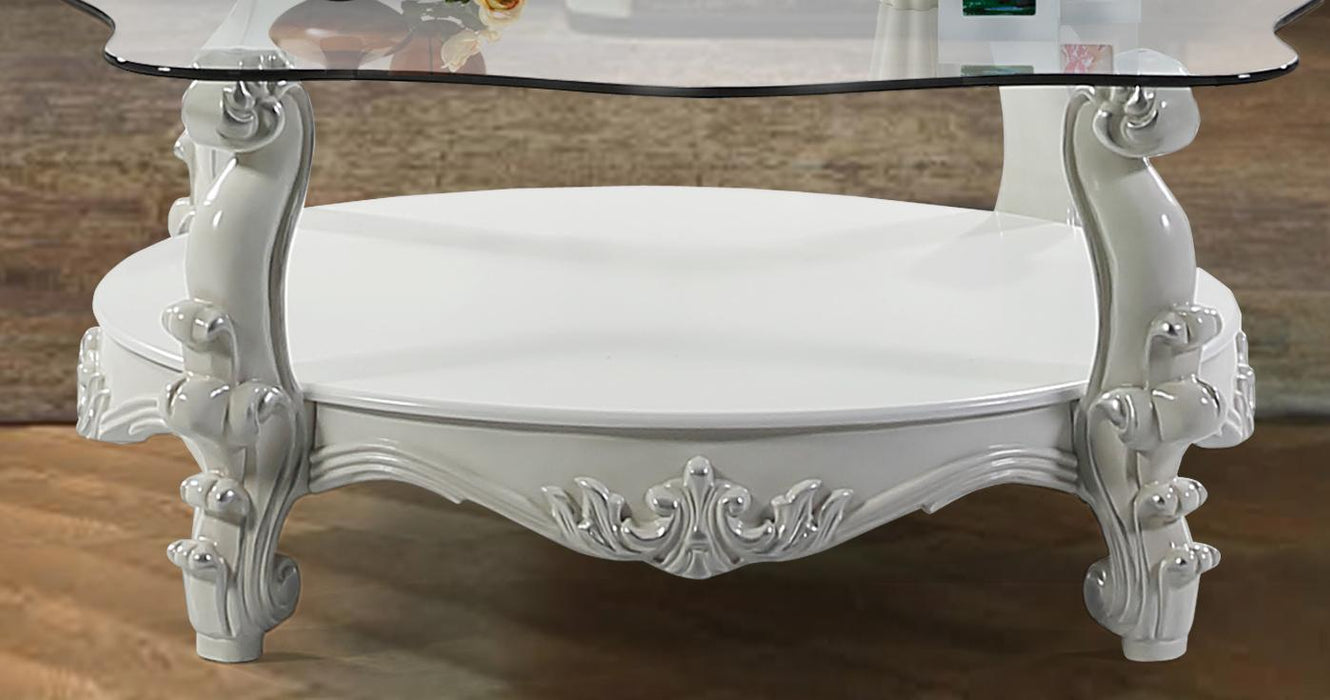 Juliana Traditional Style Coffee Table in Pearl White finish Wood