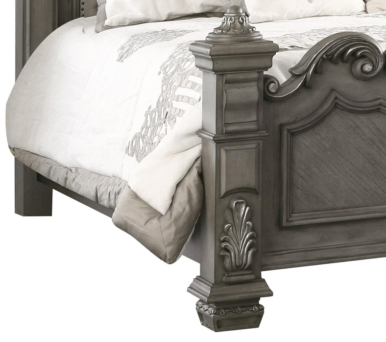 Silvy Transitional Style King Bed in Gray finish Wood