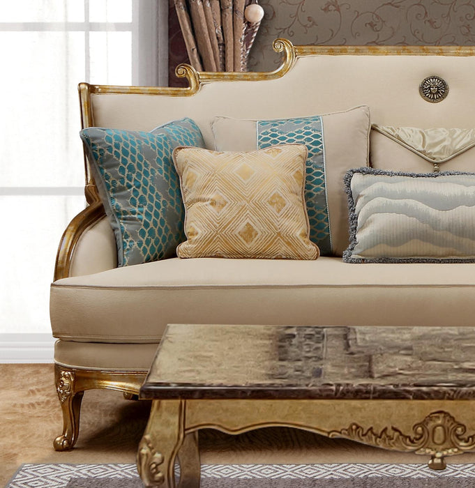 Majestic Transitional Style Loveseat in Gold finish Wood
