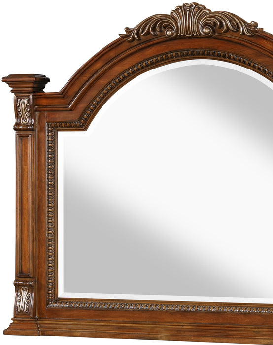 Viviana Traditional Style Mirror in Caramel finish Wood