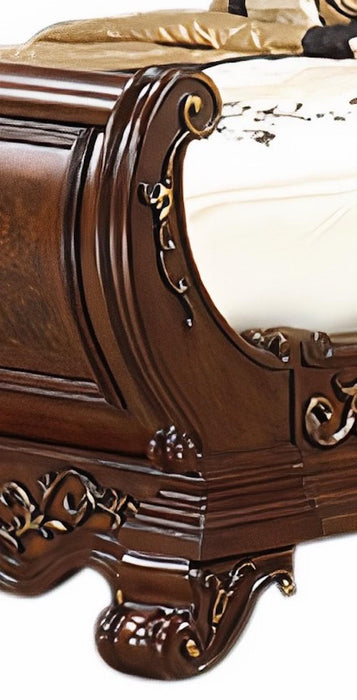 Cleopatra Traditional Style King Bed in Cherry finish Wood