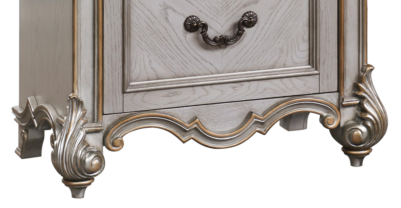 Melrose Transitional Style Nightstand in Silver finish Wood