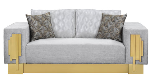 Megan Modern Style Gray Loveseat with Gold Finish image