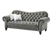 Gracie Transitional Style Gray Sofa with Espresso Legs image