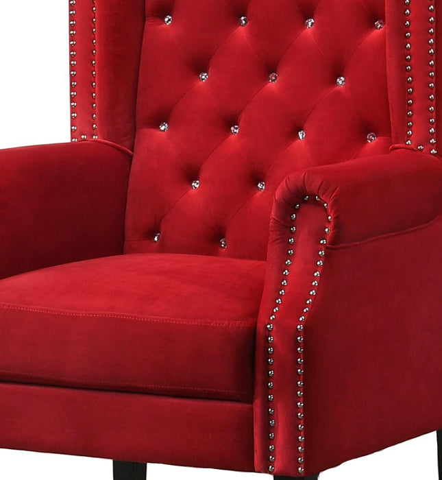 Bollywood Transitional Style Red Accent Chair