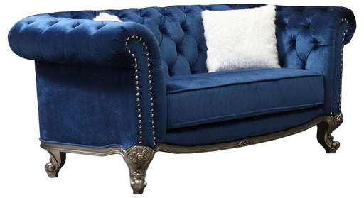 Mia Transitional Style Navy Loveseat with Silver Finish image