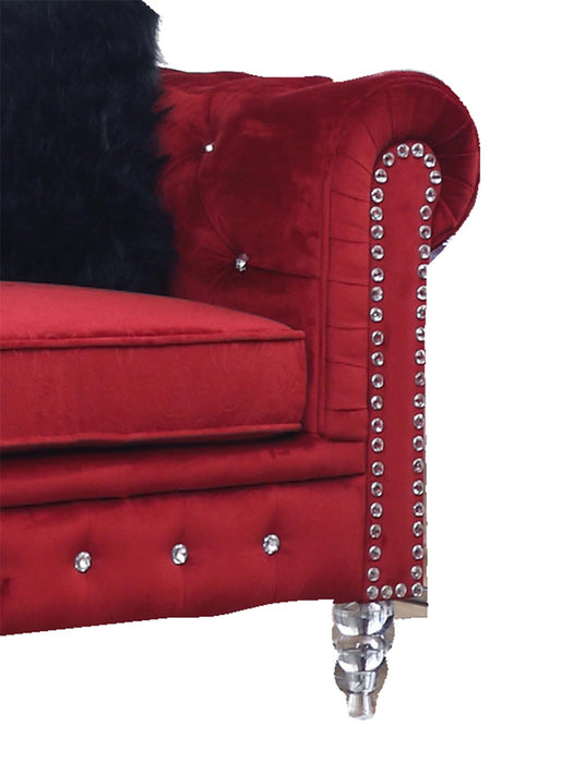 Sahara Modern Style Red Sofa with Acrylic legs