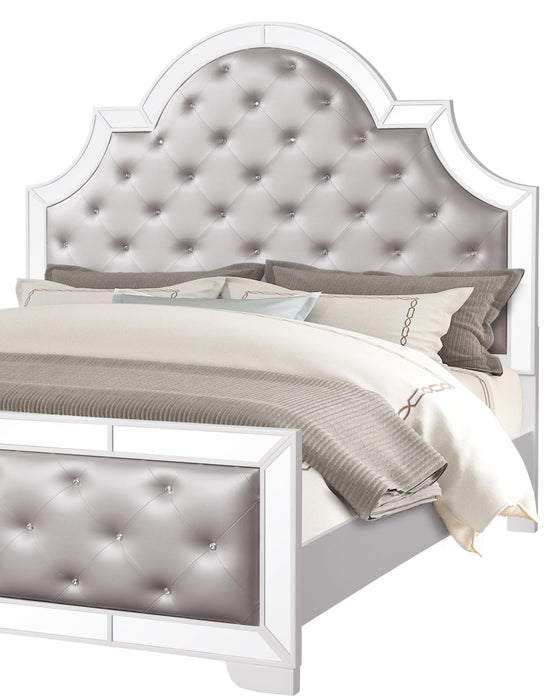 Grand Gloria Contemporary Style King Bed in White finish Wood