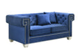 Clover Modern Style Blue Loveseat with Steel Legs image