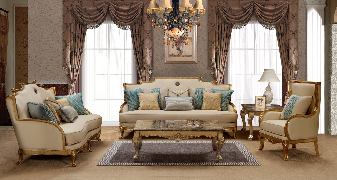 Majestic Transitional Style Sofa in Gold finish Wood