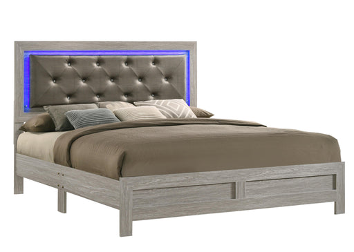 Yasmine White Modern Style King Bed in Gray finish Wood image