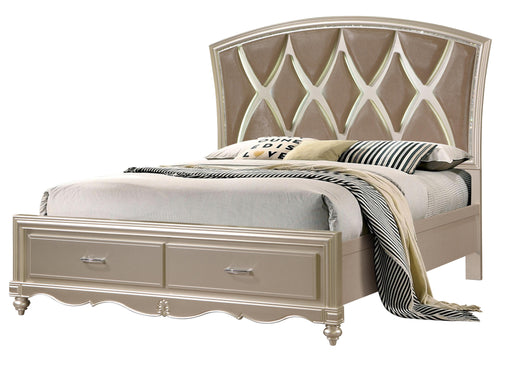 Faisal Transitional Style King Bed in Champagne finish Wood image