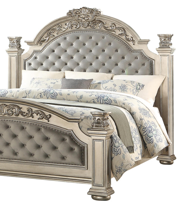 Platinum Traditional Style Queen Bed in Gold finish Wood