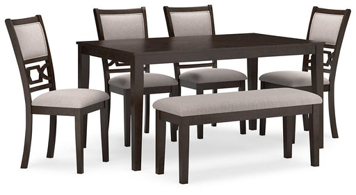 Langwest Dining Table and 4 Chairs and Bench (Set of 6) image