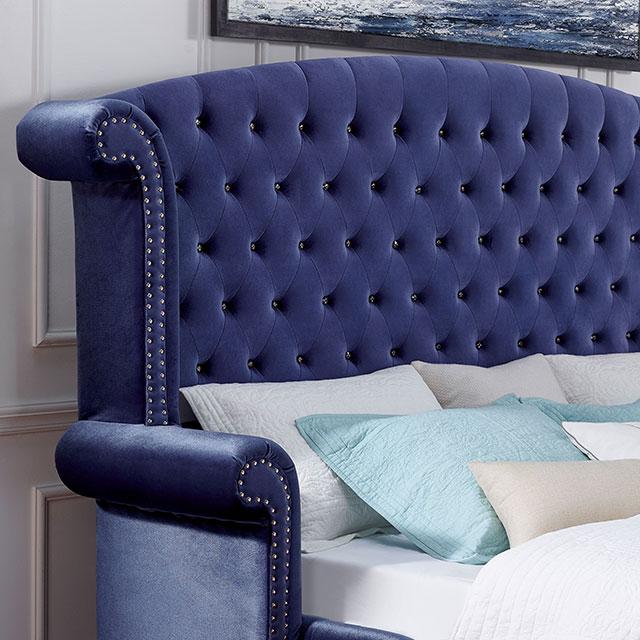 ALZIR Cal.King, E.King, & Queen Bed, Blue