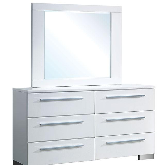 white dresser glossy CLEMENTINE With 3 adjustable lighting modes and durable construction Furniture of America Clementine Glossy