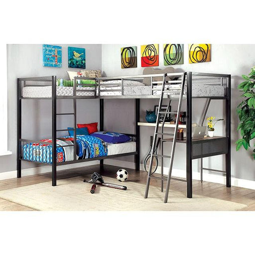 BALLARAT Silver Triple Twin Bunk Bed w/ Desk image