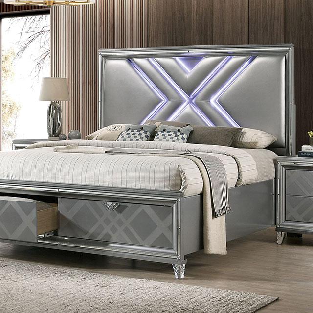 Emmeline Queen Bedroom Set Silver & White
