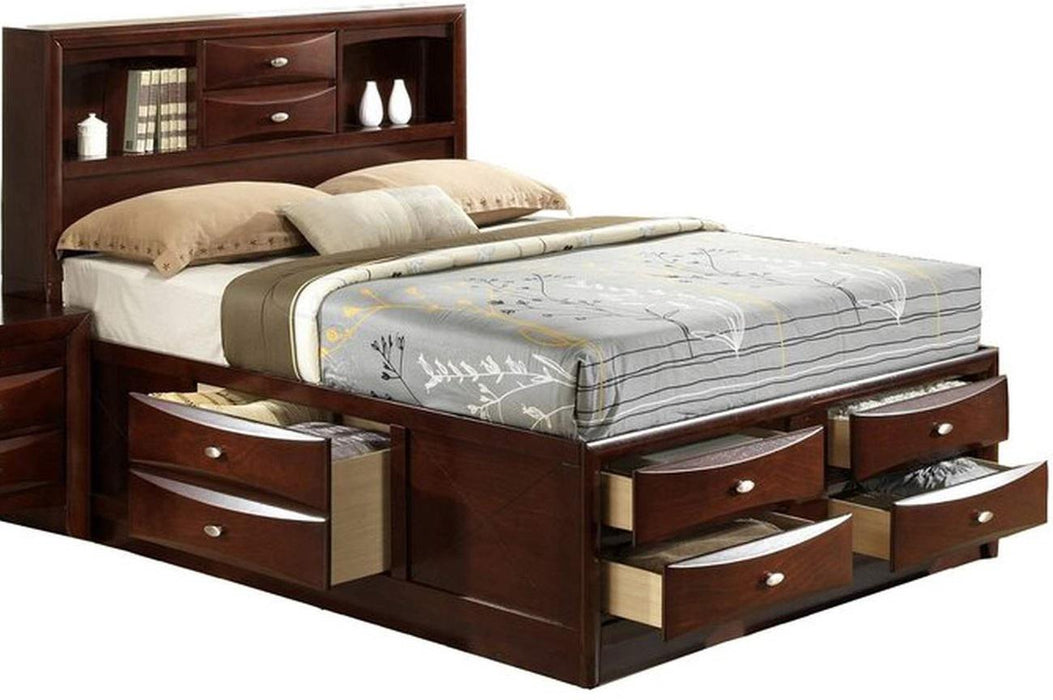 Galaxy Home Emily Queen Storage Bed in Cherry GHF-808857825803