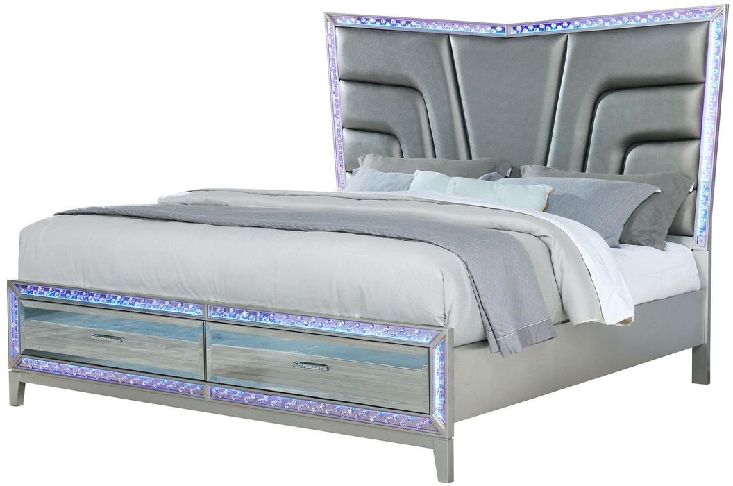 Galaxy Home Luxury King Storage Bed in Silver GHF-808857916112