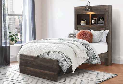 LINWOOD DARK OAK TWIN BED WITH BOOKCASE image