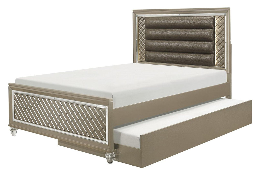 Youth Loudon Twin Platform with Trundle Bed in Champagne Metallic