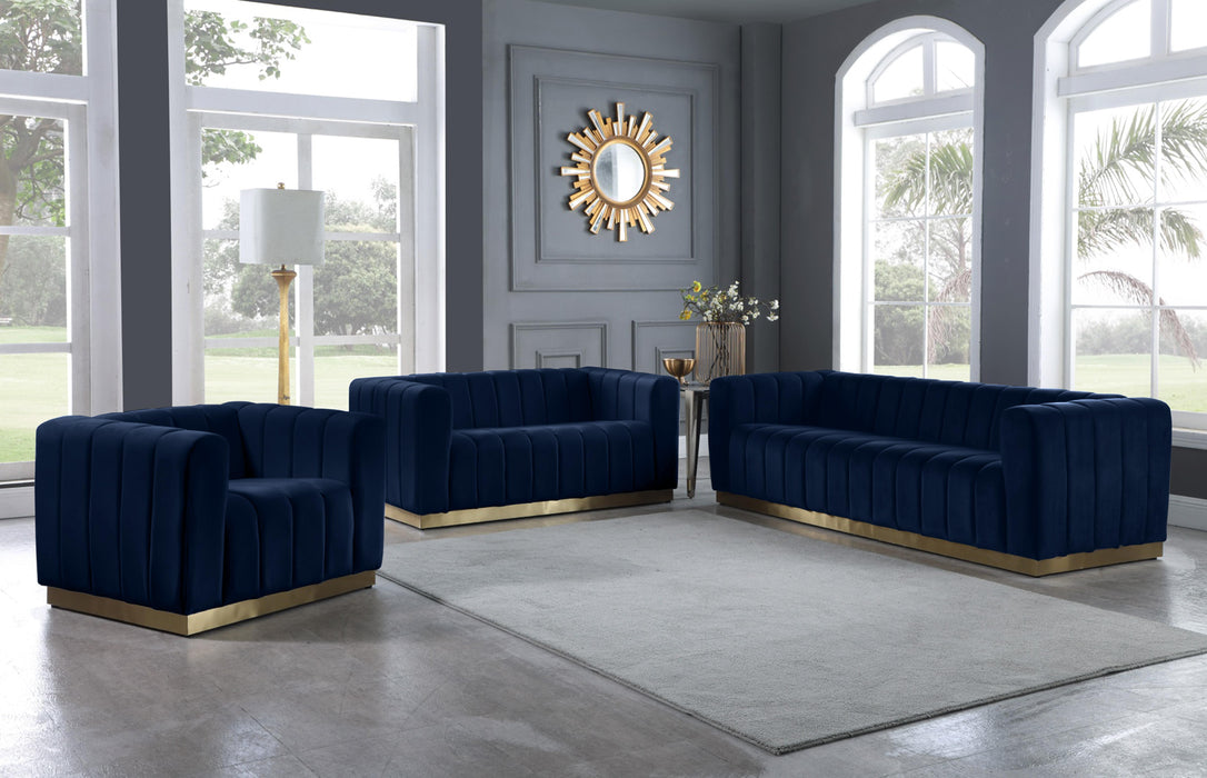 Marlon Navy Velvet Sofa