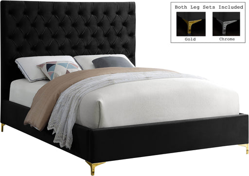 Cruz Black Velvet King Bed image