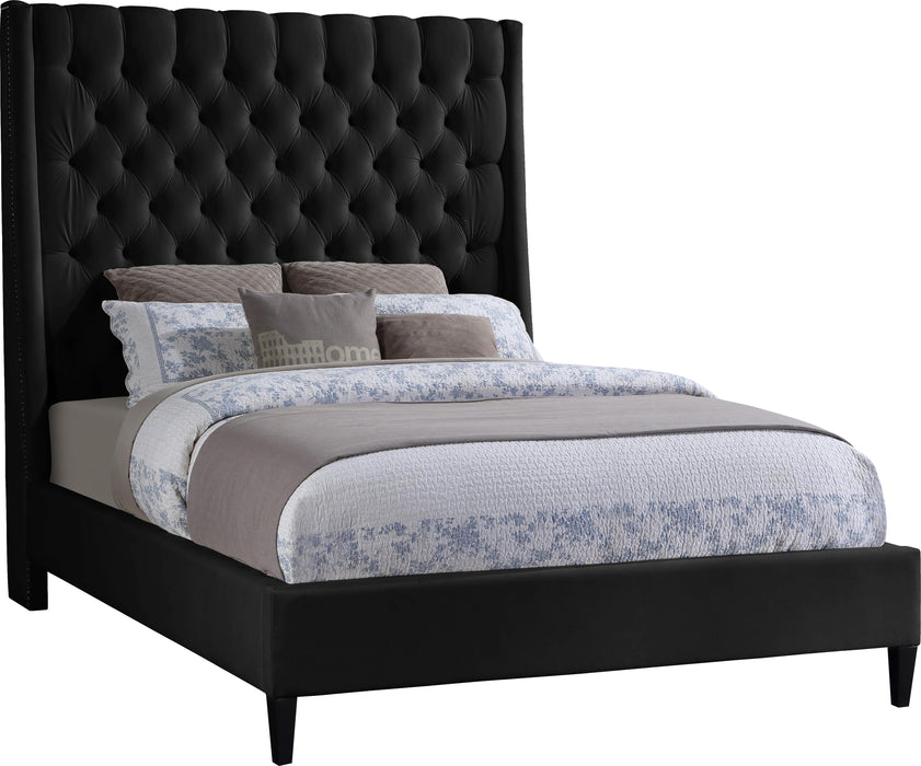 Fritz Black Velvet Queen Bed