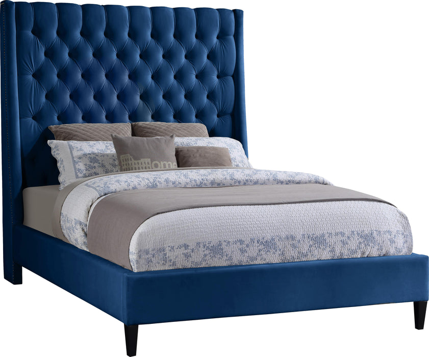 Fritz Navy Velvet King Bed