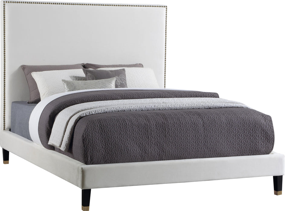 Harlie Cream Velvet King Bed